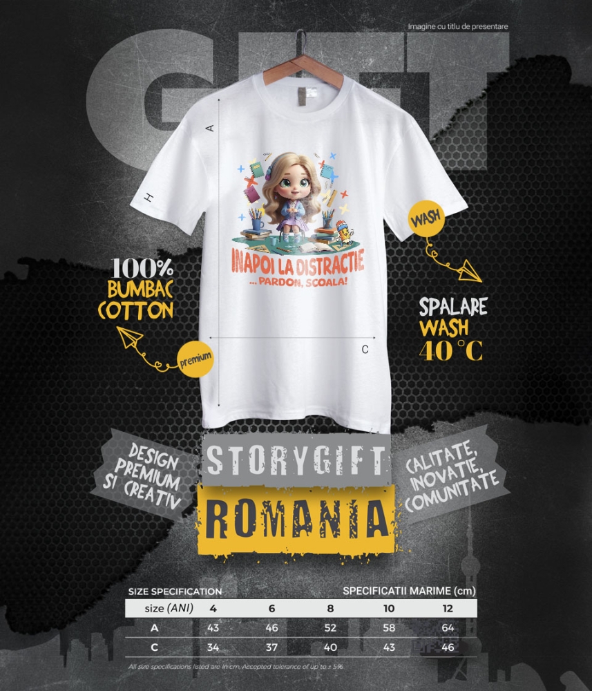 Tricou Copii cu Barbie – Inceput De Scoala Vesel 100% Bumbac, Alb, 10 Ani [6]