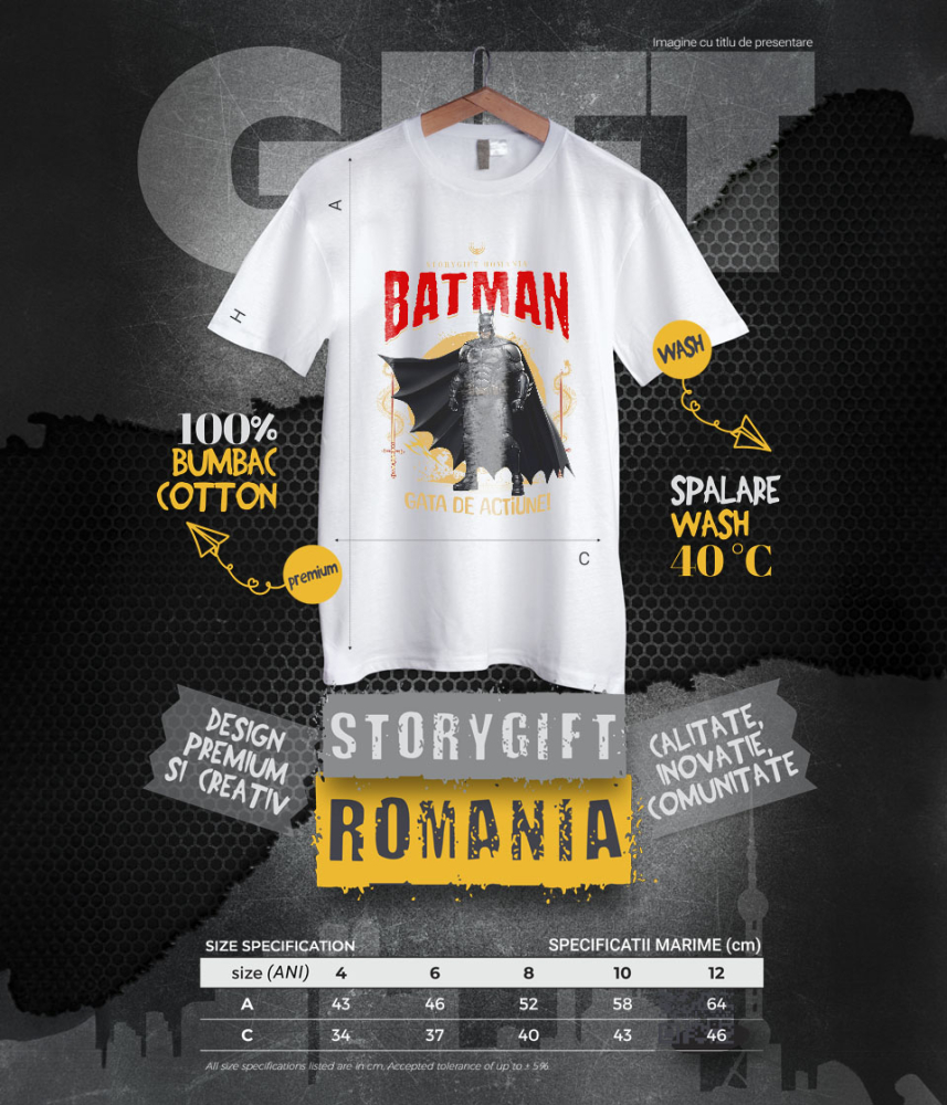 Tricou Copii cu Batman - Aventuri Întunecate și Magie Disney 100% Bumbac, Alb, 4 Ani [6]