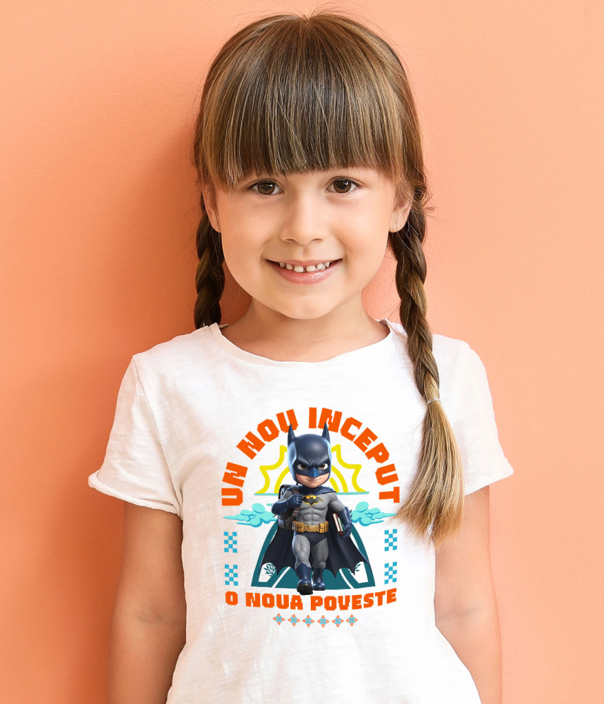 Tricou Copii cu Batman – Învață, Crește Și Devino Un Erou La Primii Pași 100% Bumbac, Alb, 10 Ani [4]