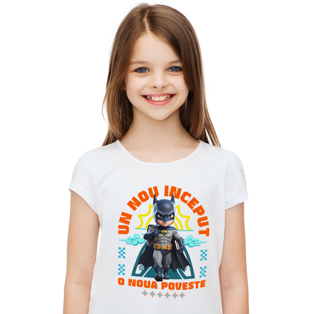 Tricou Copii cu Batman – Învață, Crește Și Devino Un Erou La Primii Pași 100% Bumbac, Alb, 10 Ani [2]