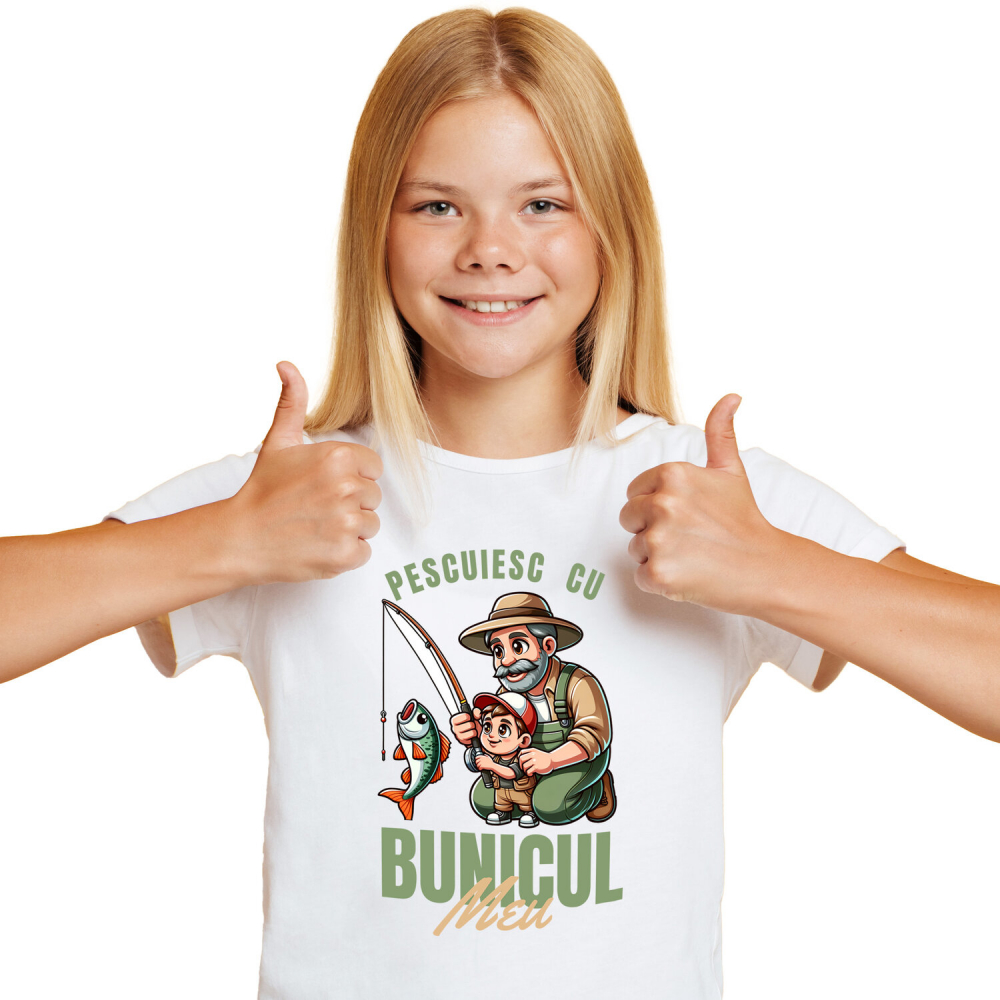 Tricou Femei, Barbati, Copii, Fata, Baiat, Unisex Personalizat „Pescuit cu Bunicul Meu - Cadou Personalizat pentru Familie, Bunici și Nepoți” [2]