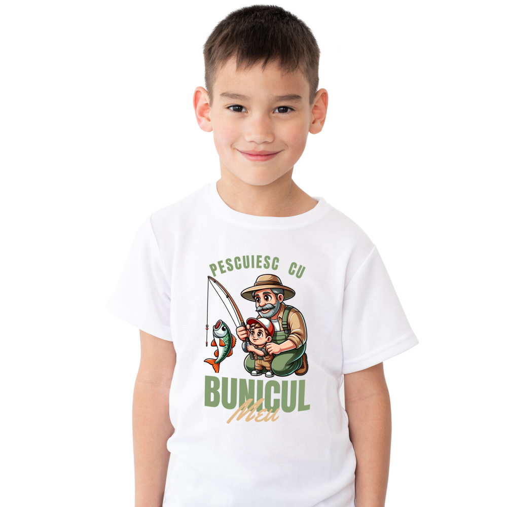 Tricou Femei, Barbati, Copii, Fata, Baiat, Unisex Personalizat „Pescuit cu Bunicul Meu - Cadou Personalizat pentru Familie, Bunici și Nepoți” [1]