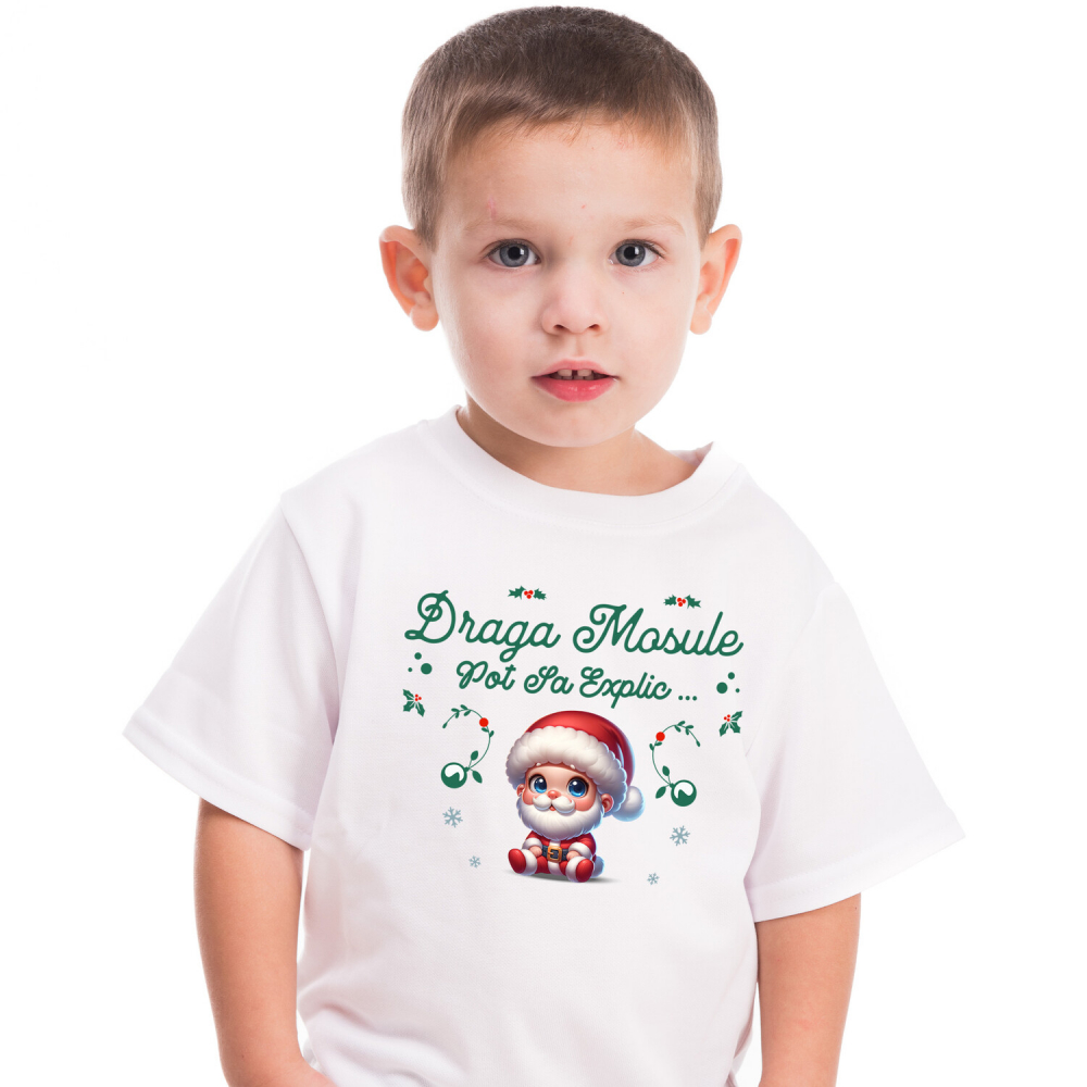 Tricou Femei, Barbati, Copii, Fata, Baiat, Unisex Personalizat Bebe în Costum Mos Crăciun cu Barba – Cadou Crăciun Perfect pentru Bebelusi [1]