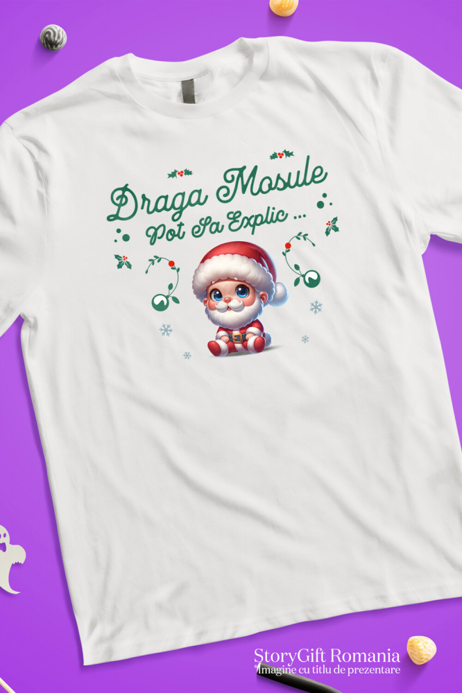 Tricou Femei, Barbati, Copii, Fata, Baiat, Unisex Personalizat Bebe în Costum Mos Crăciun cu Barba – Cadou Crăciun Perfect pentru Bebelusi [3]