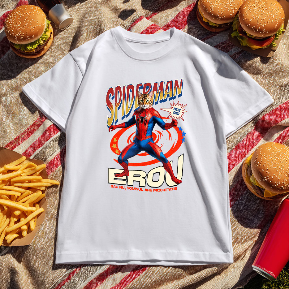Tricou Femei, Barbati, Copii, Fata, Baiat, Unisex Personalizat Pisică Bengal în Costum Spider-Man cu Pelerină - Cadou Personalizat pentru Iubitorii de Pisici și Copii [5]