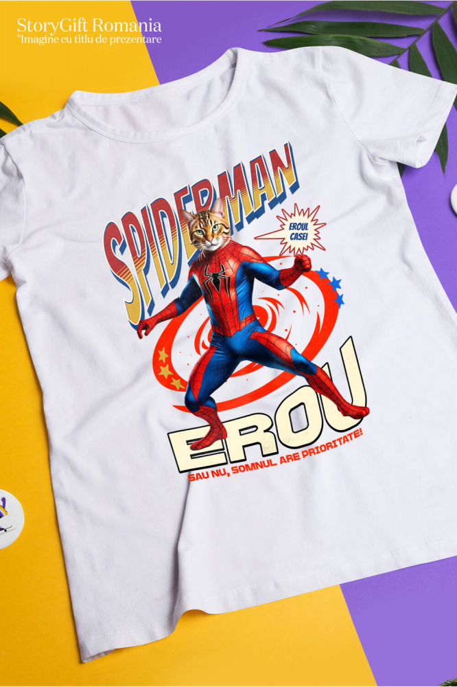Tricou Femei, Barbati, Copii, Fata, Baiat, Unisex Personalizat Pisică Bengal în Costum Spider-Man cu Pelerină - Cadou Personalizat pentru Iubitorii de Pisici și Copii [3]