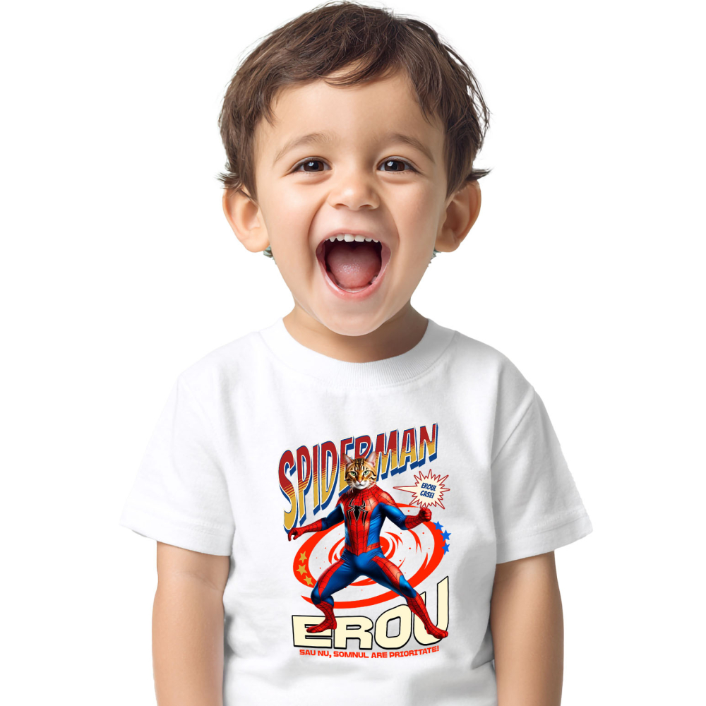 Tricou Femei, Barbati, Copii, Fata, Baiat, Unisex Personalizat Pisică Bengal în Costum Spider-Man cu Pelerină - Cadou Personalizat pentru Iubitorii de Pisici și Copii [2]