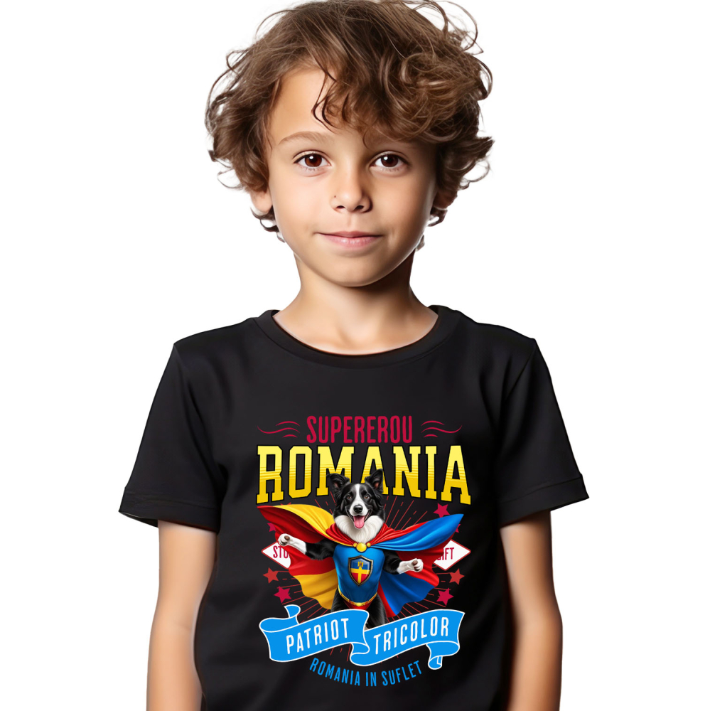 Tricou Femei, Barbati, Copii, Fata, Baiat, Unisex Personalizat Border Collie în Costum de Căpitan România – Cadou Personalizat pentru Iubitorii de Câini [2]