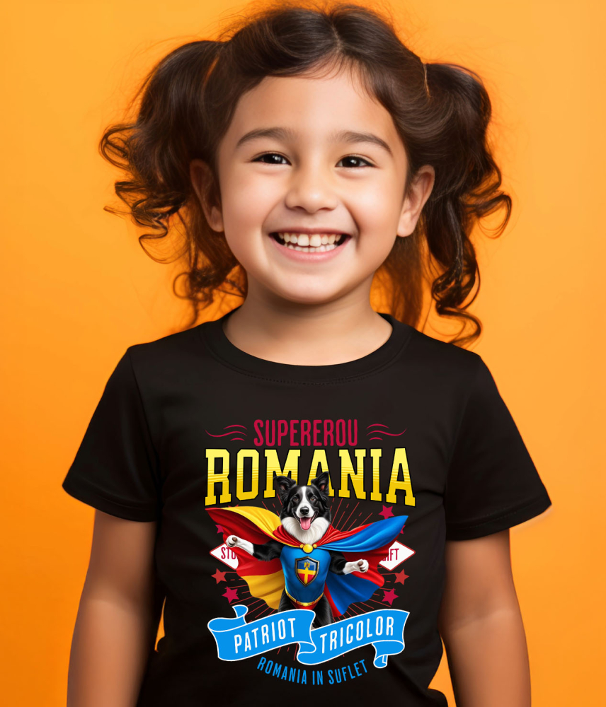 Tricou Femei, Barbati, Copii, Fata, Baiat, Unisex Personalizat Border Collie în Costum de Căpitan România – Cadou Personalizat pentru Iubitorii de Câini [3]