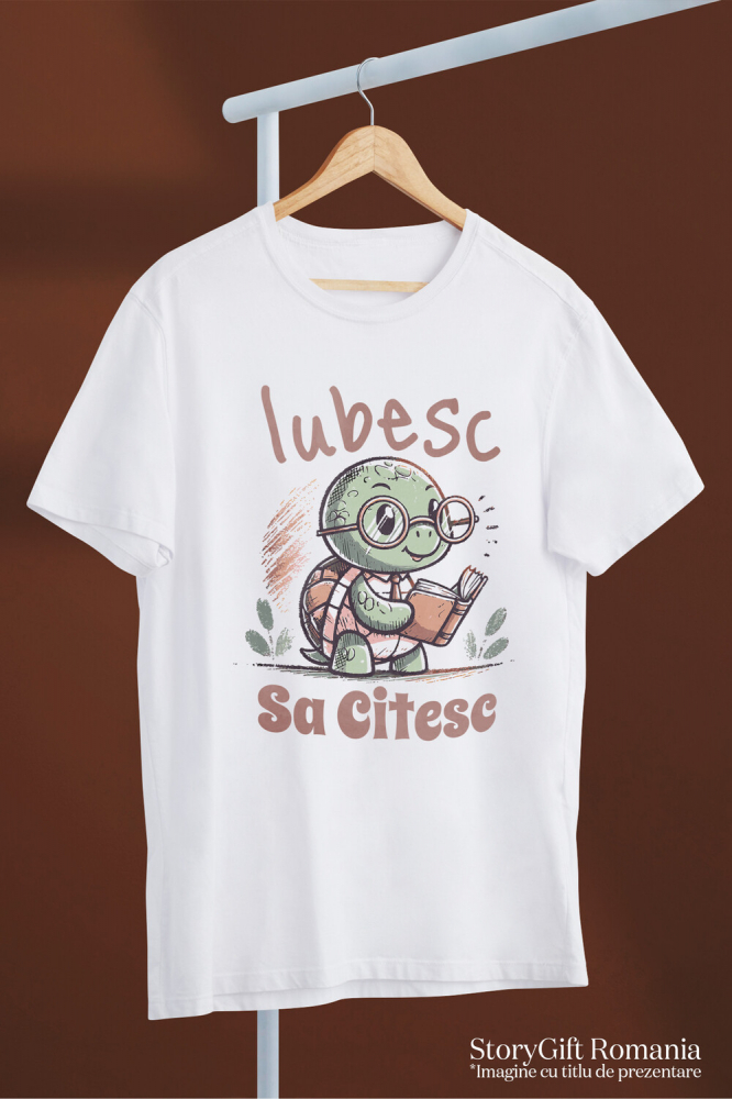 Tricou Femei, Barbati, Copii, Fata, Baiat, Unisex Personalizat Broască Țestoasă cu Carte și Ochelari de Soare | Iubesc Să Citesc [3]