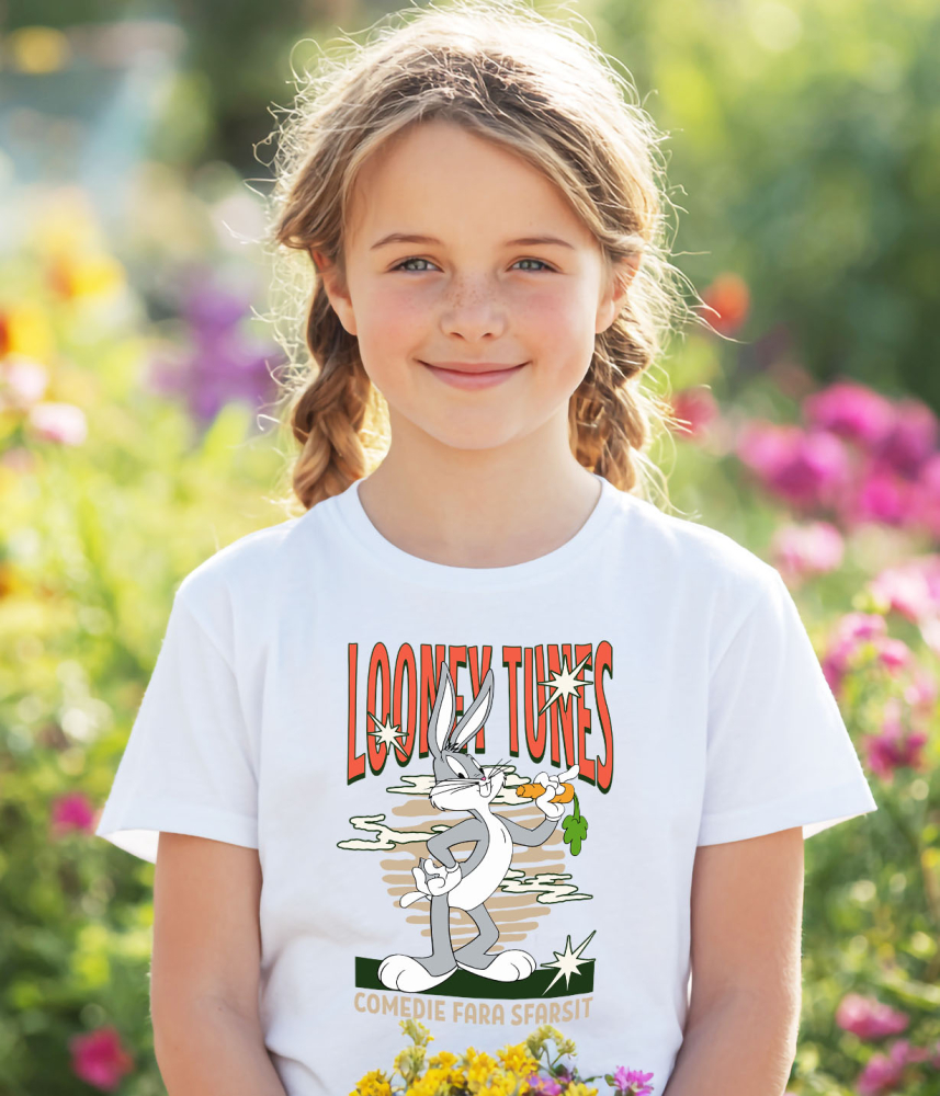 Tricou Copii cu Bugs Bunny si morcovul cel mare 100% Bumbac, Alb, 8 Ani [3]