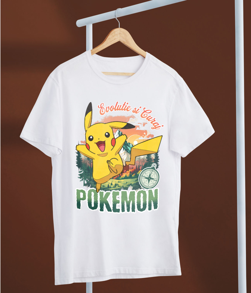 Tricou Copii cu Busola Fericirii si Pokemon: Drumul Spre Munte 100% Bumbac, Alb, 10 Ani [5]