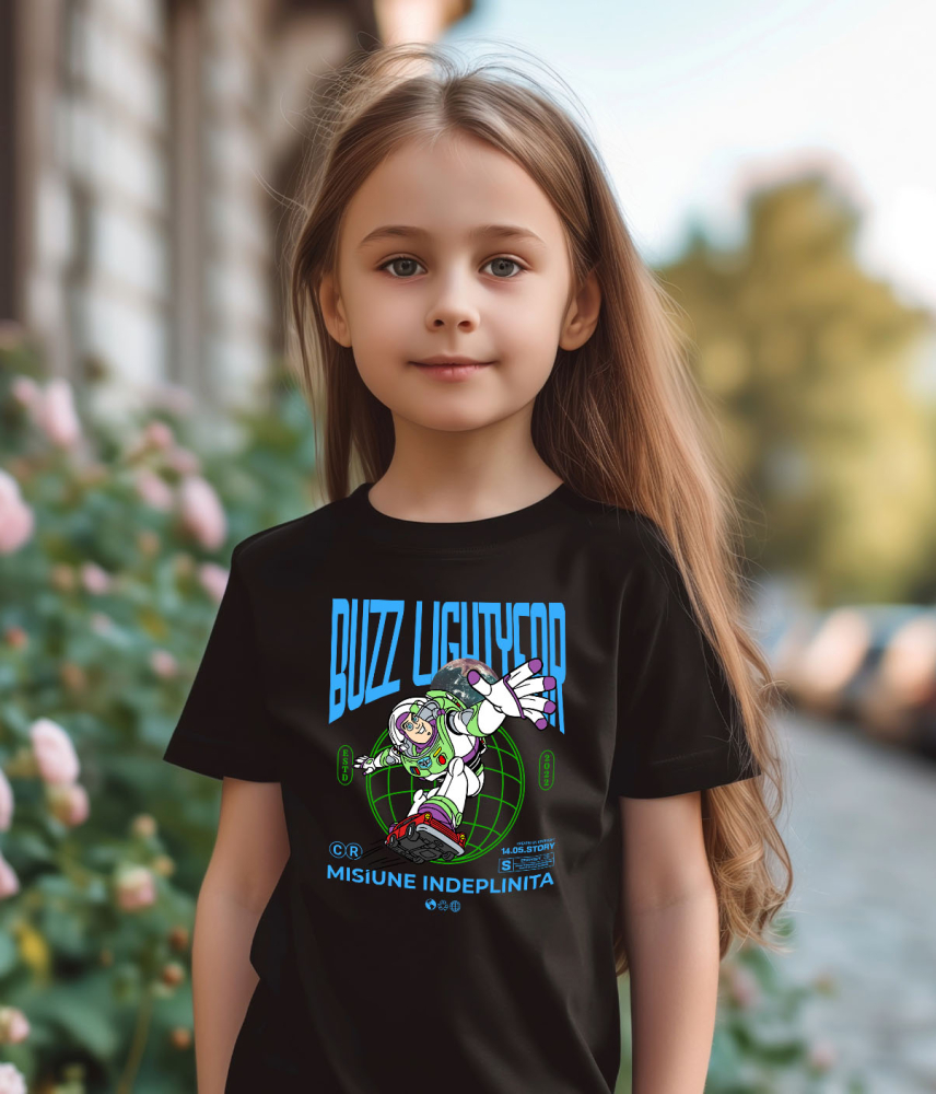 Tricou Copii cu Buzz Lightyear in Actiune 100% Bumbac, Negru, 8 Ani [3]