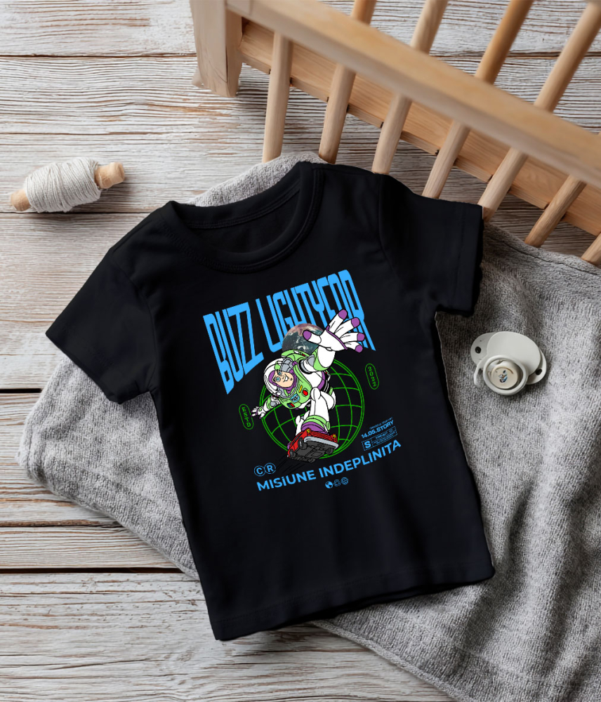 Tricou Copii cu Buzz Lightyear in Actiune 100% Bumbac, Negru, 8 Ani [5]