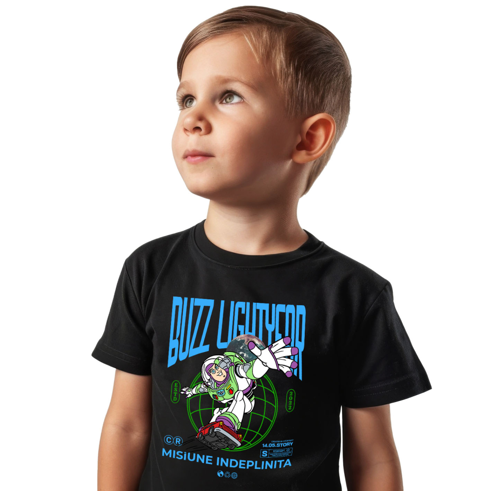 Tricou Copii cu Buzz Lightyear in Actiune 100% Bumbac, Negru, 8 Ani [2]