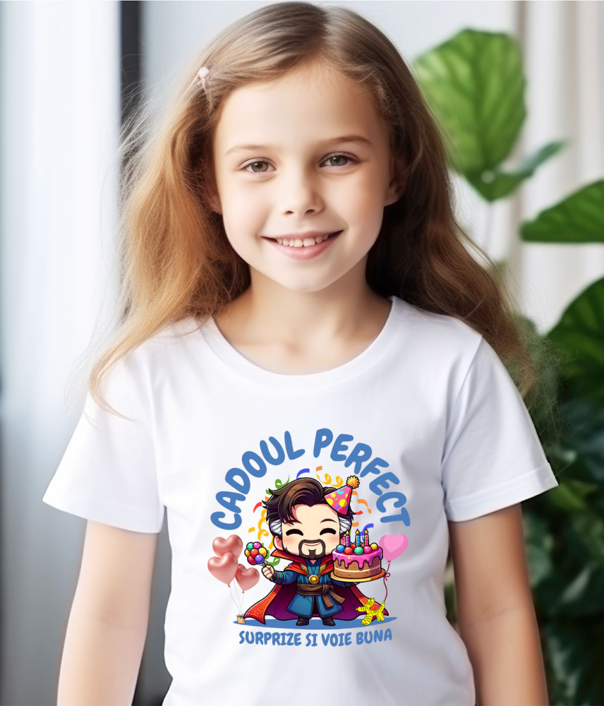 Tricou Copii cu Cadou si Tort Doctor Strange – Bucurie la Aniversare 100% Bumbac, Alb, 10 Ani [4]