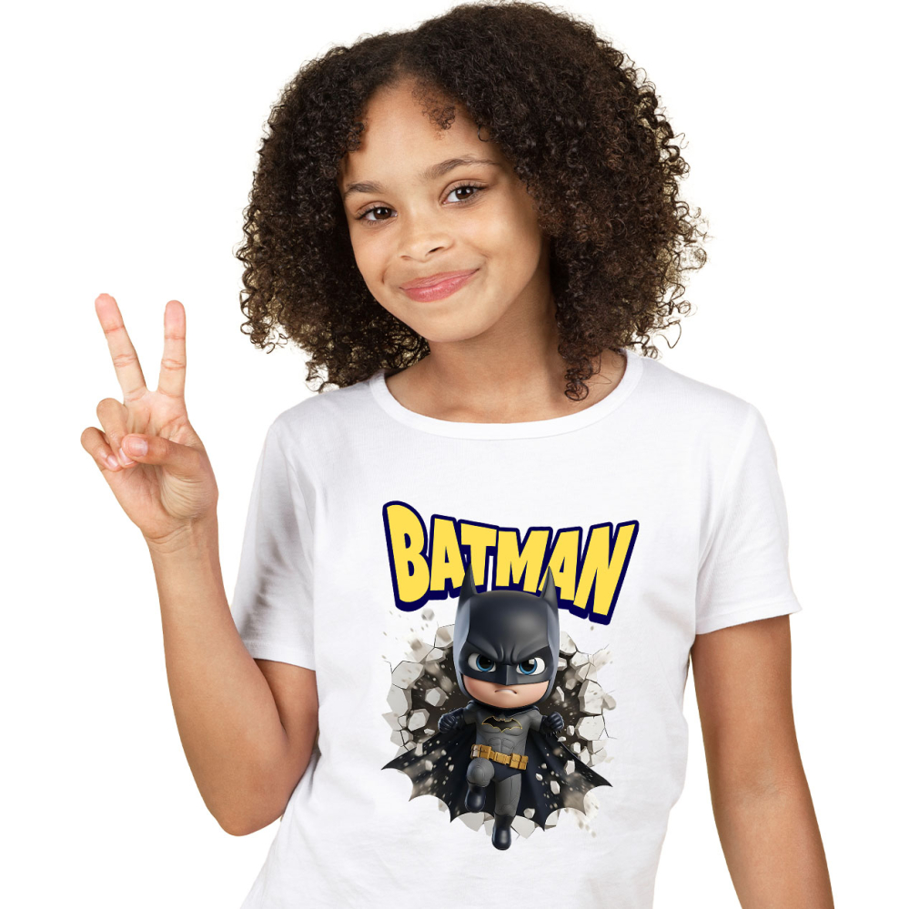 Tricou Copii cu Cadru Batman Aventuri in Gotham 100% Bumbac, Alb, 10 Ani [2]