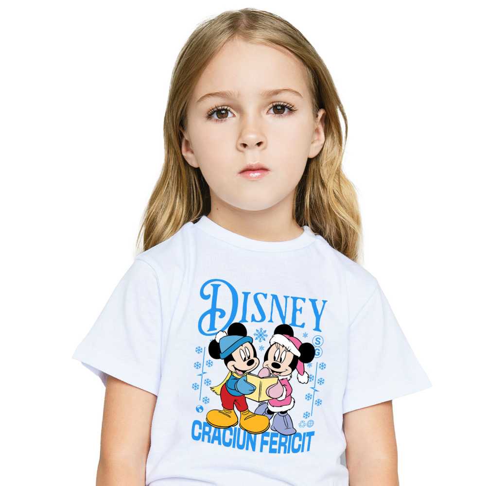 Tricou Copii cu Cadru Minnie si Mickey Poveste de Craciun 100% Bumbac, Alb, 6 Ani [2]