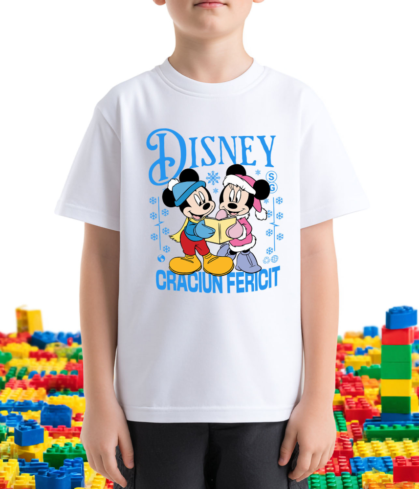 Tricou Copii cu Cadru Minnie si Mickey Poveste de Craciun 100% Bumbac, Alb, 6 Ani [3]