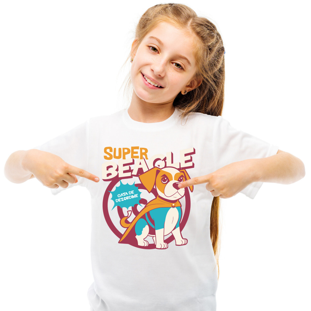 Tricou Femei, Barbati, Copii, Fata, Baiat, Unisex Personalizat Super Beagle – Tricou Personalizat Câine Supererou și Aventurier [1]