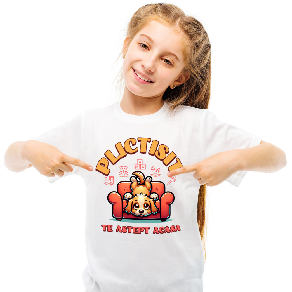 Tricou Femei, Barbati, Copii, Fata, Baiat, Unisex Personalizat „Câine Plictisit Pe Canapea – Cadou Personalizat pentru Iubitorii de Câini” [1]