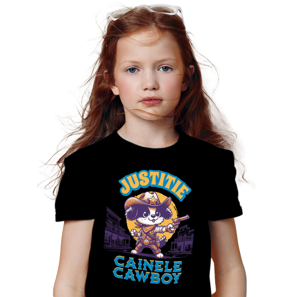 Tricou Femei, Barbati, Copii, Fata, Baiat, Unisex Personalizat Câine Șerif – Justiție în Vestul Sălbatic | Tricou Personalizat [2]