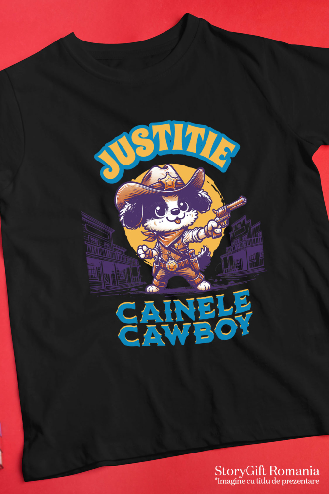 Tricou Femei, Barbati, Copii, Fata, Baiat, Unisex Personalizat Câine Șerif – Justiție în Vestul Sălbatic | Tricou Personalizat [5]