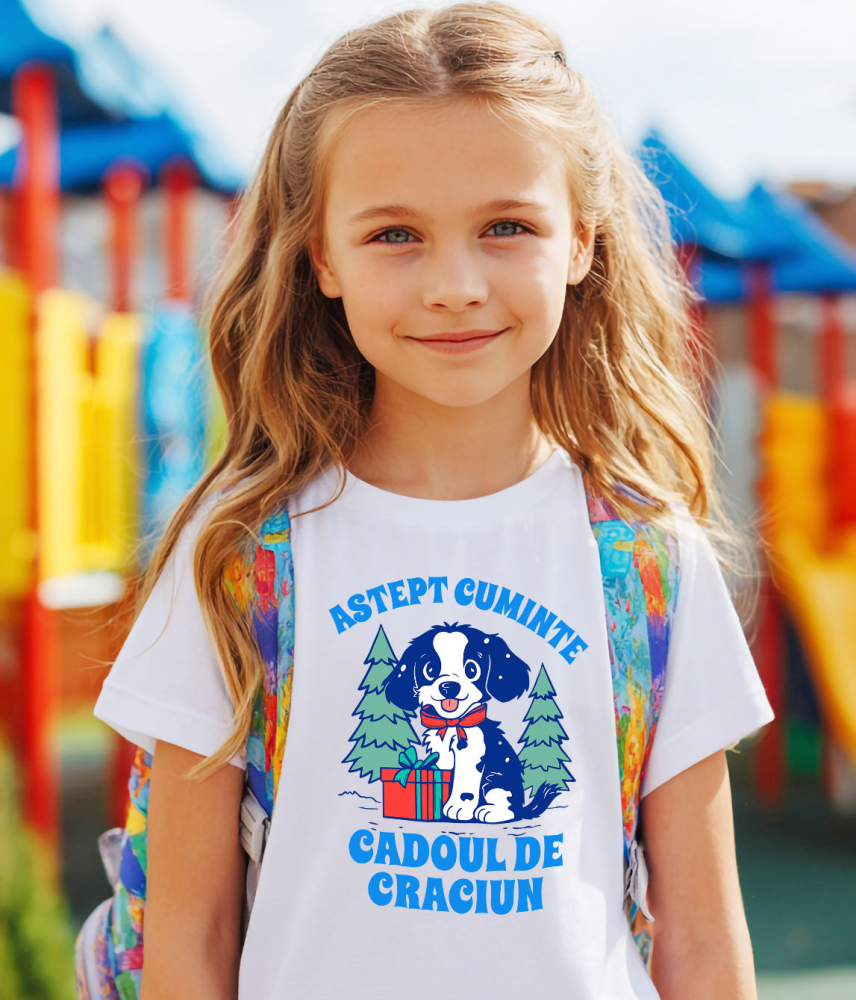 Tricou Femei, Barbati, Copii, Fata, Baiat, Unisex Personalizat Tricou Personalizat Crăciun – Câine Lângă Brad | Cadou Haios [3]