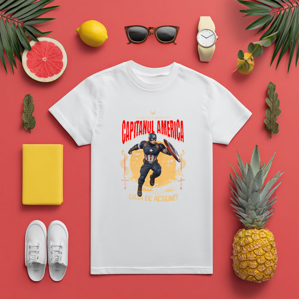 Tricou Copii cu Captain America - Drumeție cu Spirit de Erou și Magie Disney 100% Bumbac, Alb, 12 Ani [5]