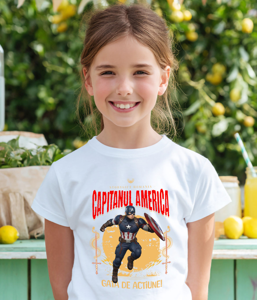 Tricou Copii cu Captain America - Drumeție cu Spirit de Erou și Magie Disney 100% Bumbac, Alb, 12 Ani [4]