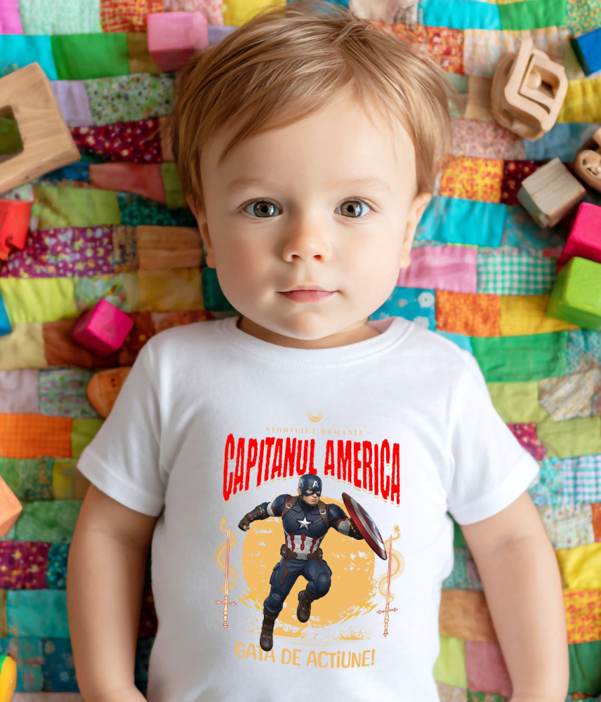 Tricou Copii cu Captain America - Drumeție cu Spirit de Erou și Magie Disney 100% Bumbac, Alb, 12 Ani [3]