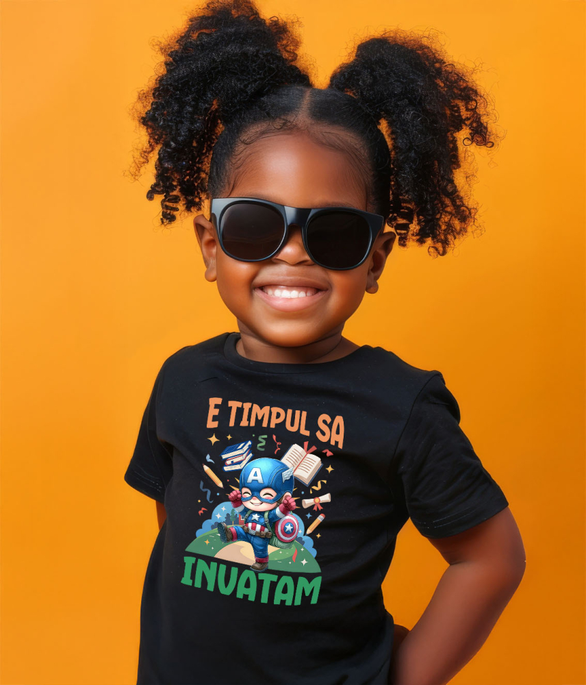 Tricou Copii cu Captain America: Primele Lecții 100% Bumbac, Negru, 10 Ani [4]