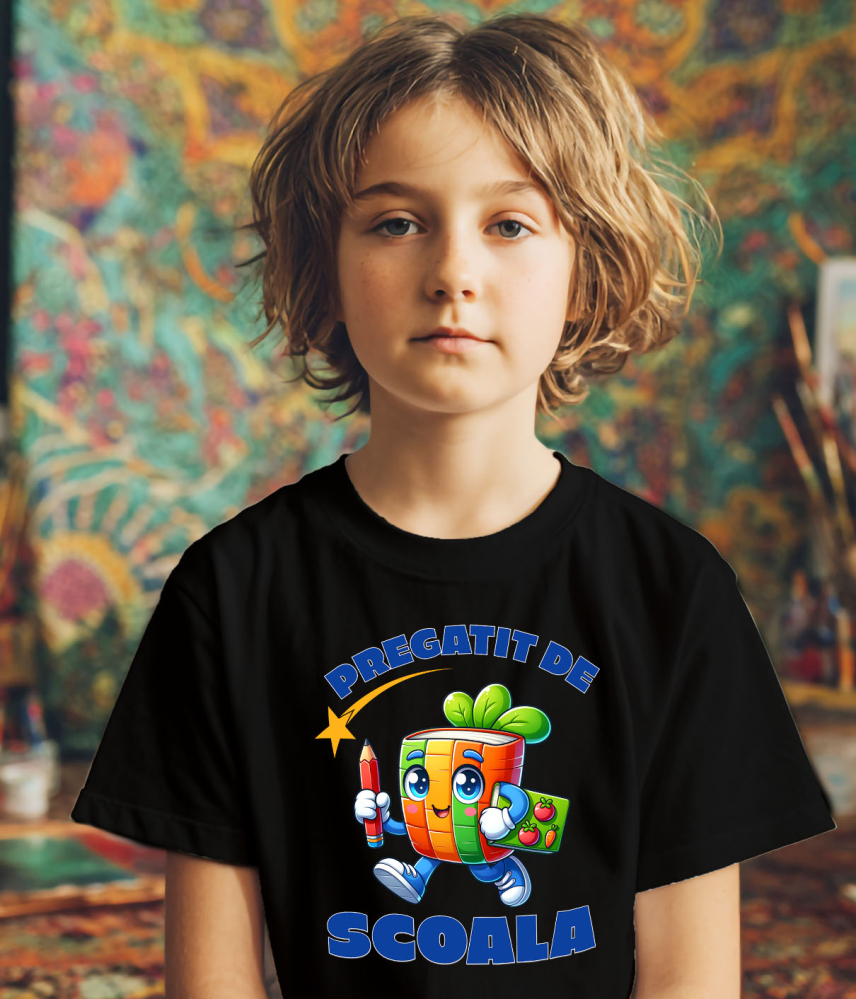 Tricou Femei, Barbati, Copii, Fata, Baiat, Unisex Personalizat Carte Colorată Veselă cu Frunze și Fructe | Pregătit de Școală [4]