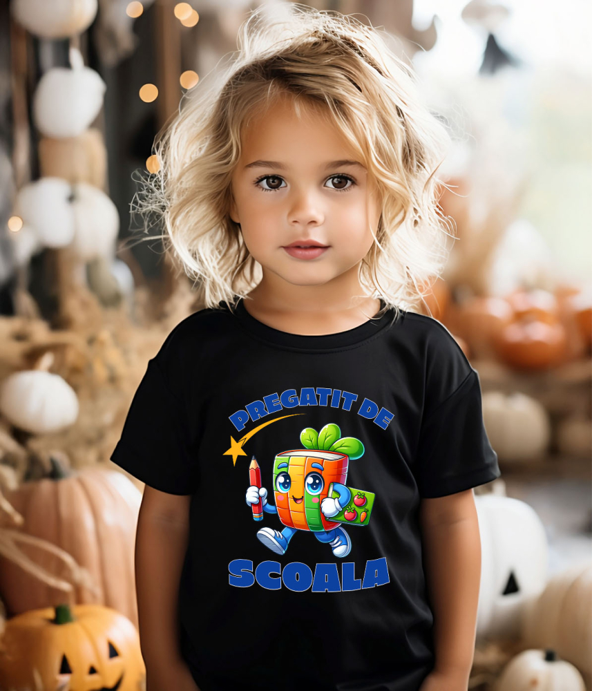 Tricou Femei, Barbati, Copii, Fata, Baiat, Unisex Personalizat Carte Colorată Veselă cu Frunze și Fructe | Pregătit de Școală [3]