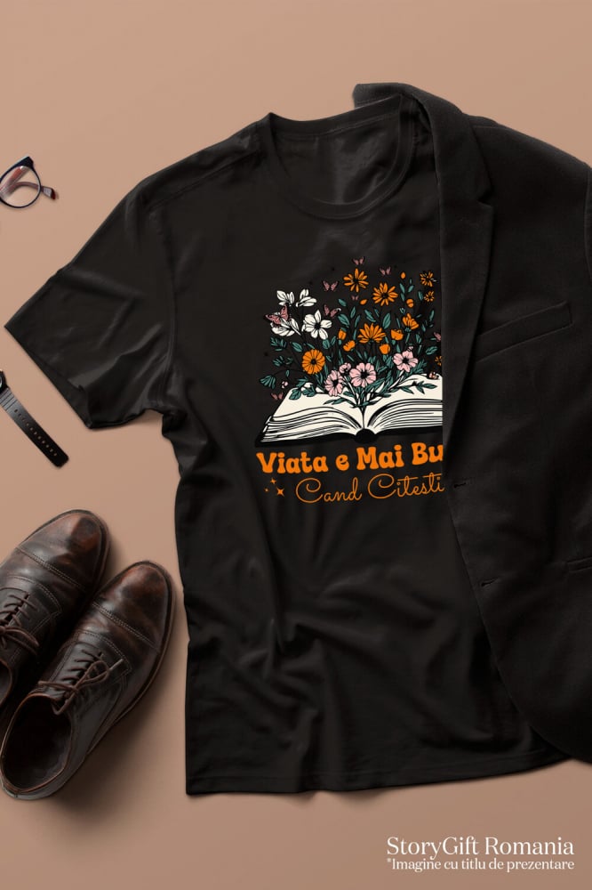 Tricou Femei, Barbati, Copii, Fata, Baiat, Unisex Personalizat Carte Deschisă cu Plante Colorate - Educație și Dezvoltare Personală prin Citit [3]