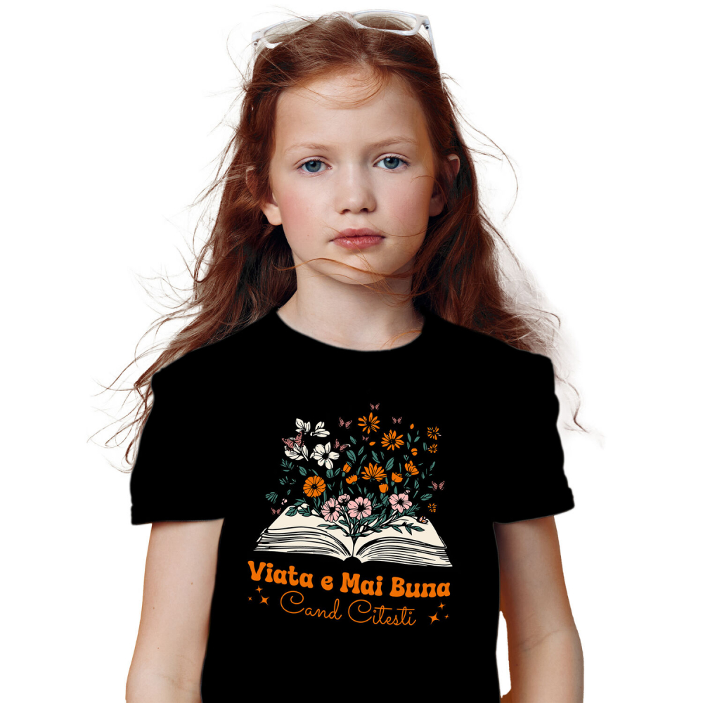 Tricou Femei, Barbati, Copii, Fata, Baiat, Unisex Personalizat Carte Deschisă cu Plante Colorate - Educație și Dezvoltare Personală prin Citit [2]