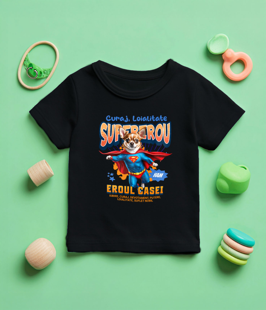 Tricou Femei, Barbati, Copii, Fata, Baiat, Unisex Personalizat Chihuahua în Costum de Superman – Produse Personalizate pentru Familie și Copii [5]