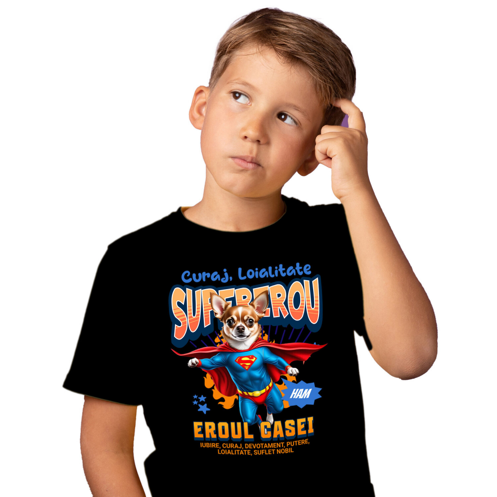 Tricou Femei, Barbati, Copii, Fata, Baiat, Unisex Personalizat Chihuahua în Costum de Superman – Produse Personalizate pentru Familie și Copii [2]
