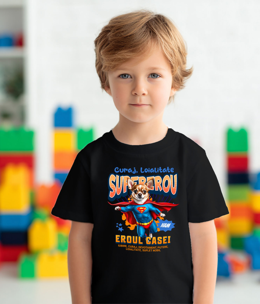Tricou Femei, Barbati, Copii, Fata, Baiat, Unisex Personalizat Chihuahua în Costum de Superman – Produse Personalizate pentru Familie și Copii [4]