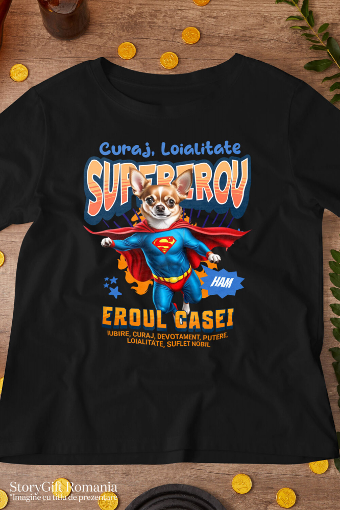 Tricou Femei, Barbati, Copii, Fata, Baiat, Unisex Personalizat Chihuahua în Costum de Superman – Produse Personalizate pentru Familie și Copii [3]