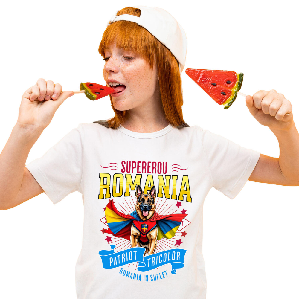 Tricou Femei, Barbati, Copii, Fata, Baiat, Unisex Personalizat Ciobănesc German în Costum de Căpitan România – Cadou Personalizat pentru Iubitorii de Câini [2]