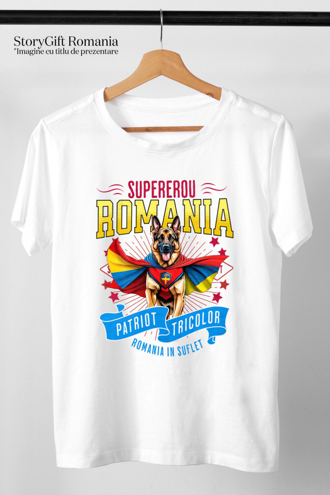 Tricou Femei, Barbati, Copii, Fata, Baiat, Unisex Personalizat Ciobănesc German în Costum de Căpitan România – Cadou Personalizat pentru Iubitorii de Câini [3]