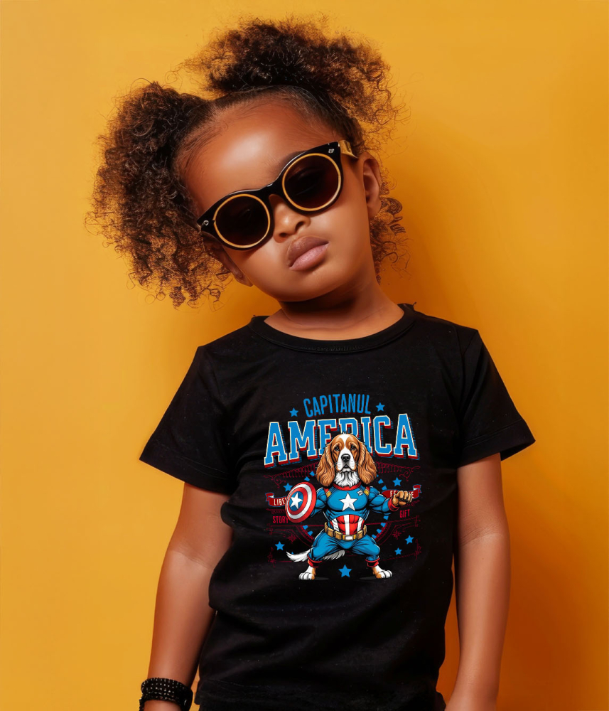 Tricou Femei, Barbati, Copii, Fata, Baiat, Unisex Personalizat Cocker Spaniel în Costum de Captain America - Cadouri Personalizate pentru Iubitorii de Animale [4]