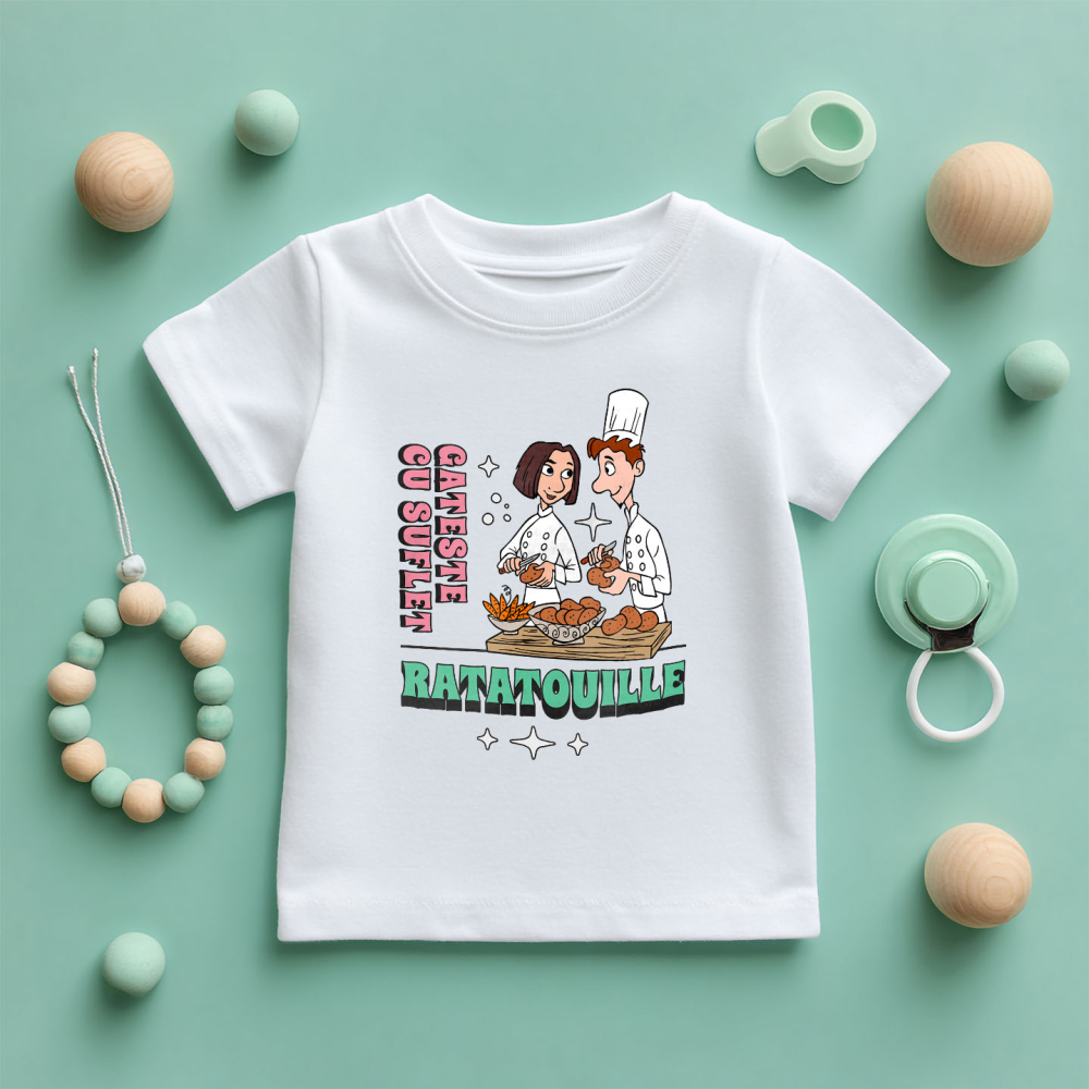 Tricou Copii cu Colette – De La Critica La Creatie, Cu Gusteau 100% Bumbac, Alb, 4 Ani [5]