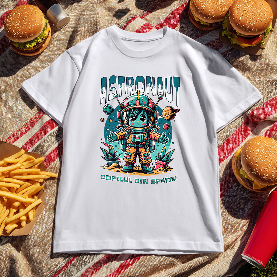 Tricou Femei, Barbati, Copii, Fata, Baiat, Unisex Personalizat Copil în Costum de Astronaut – Cadou Personalizat pentru Copii și Familie [5]