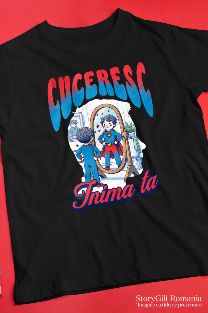 Tricou Femei, Barbati, Copii, Fata, Baiat, Unisex Personalizat Copil în Costum Super-erou – Cadou Personalizat „Cuceresc Inima Ta” pentru Copii [3]