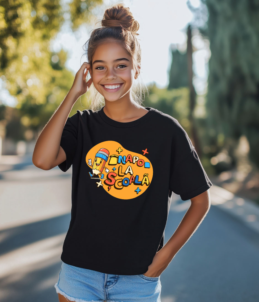 Tricou Femei, Barbati, Copii, Fata, Baiat, Unisex Personalizat Creion Vesel cu Semnul Păcii | Înapoi la Școală și Educație Copii [4]