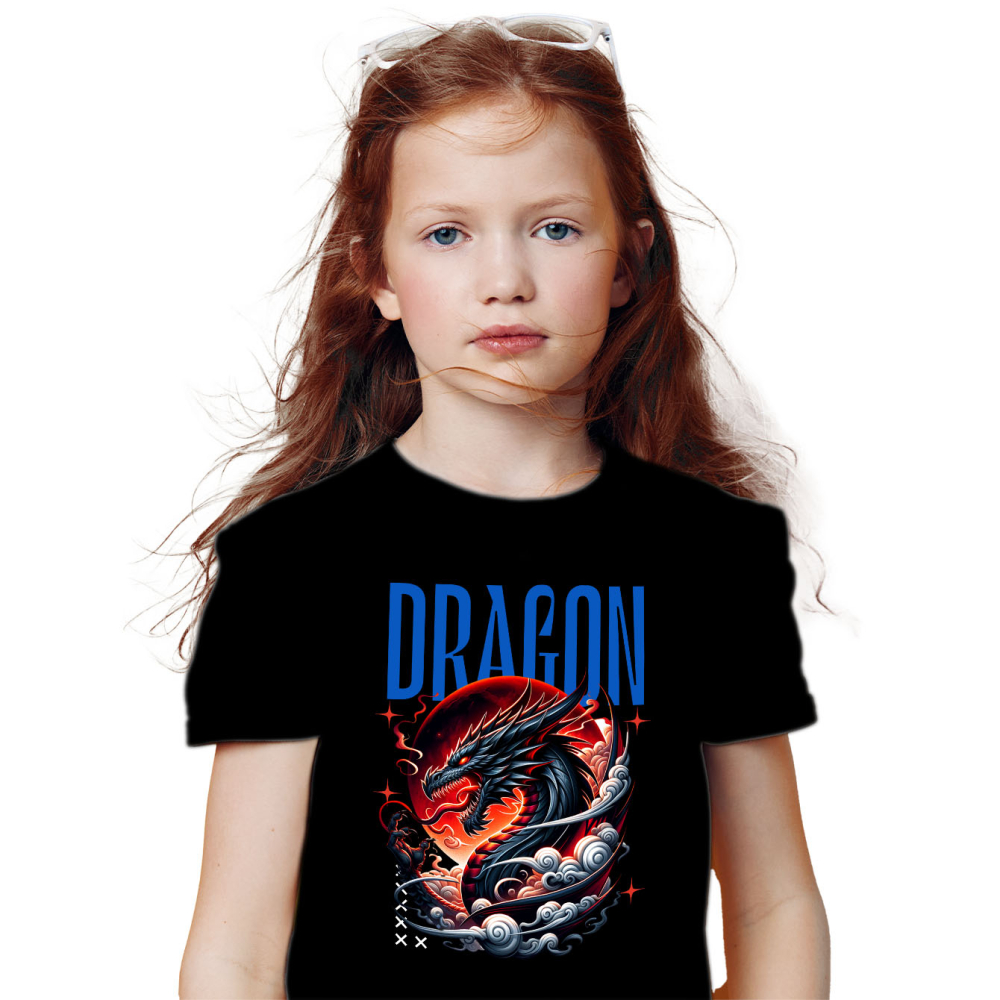 Tricou Femei, Barbati, Copii, Fata, Baiat, Unisex Personalizat Costum Dragon Chinezesc cu Coarne și Flăcări - Cultura Chinezească - Personalizat [2]