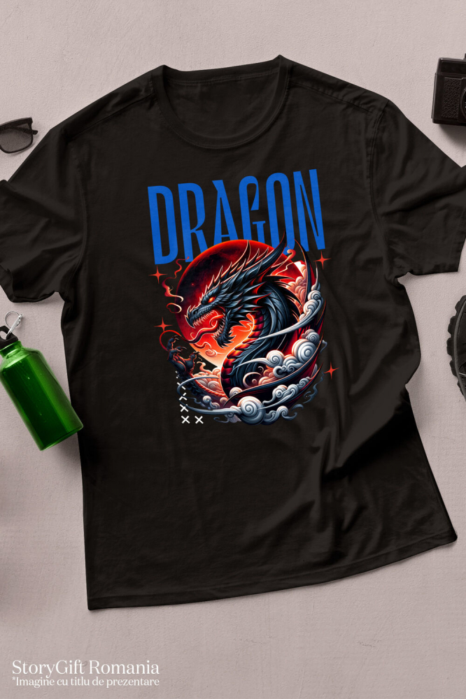 Tricou Femei, Barbati, Copii, Fata, Baiat, Unisex Personalizat Costum Dragon Chinezesc cu Coarne și Flăcări - Cultura Chinezească - Personalizat [3]