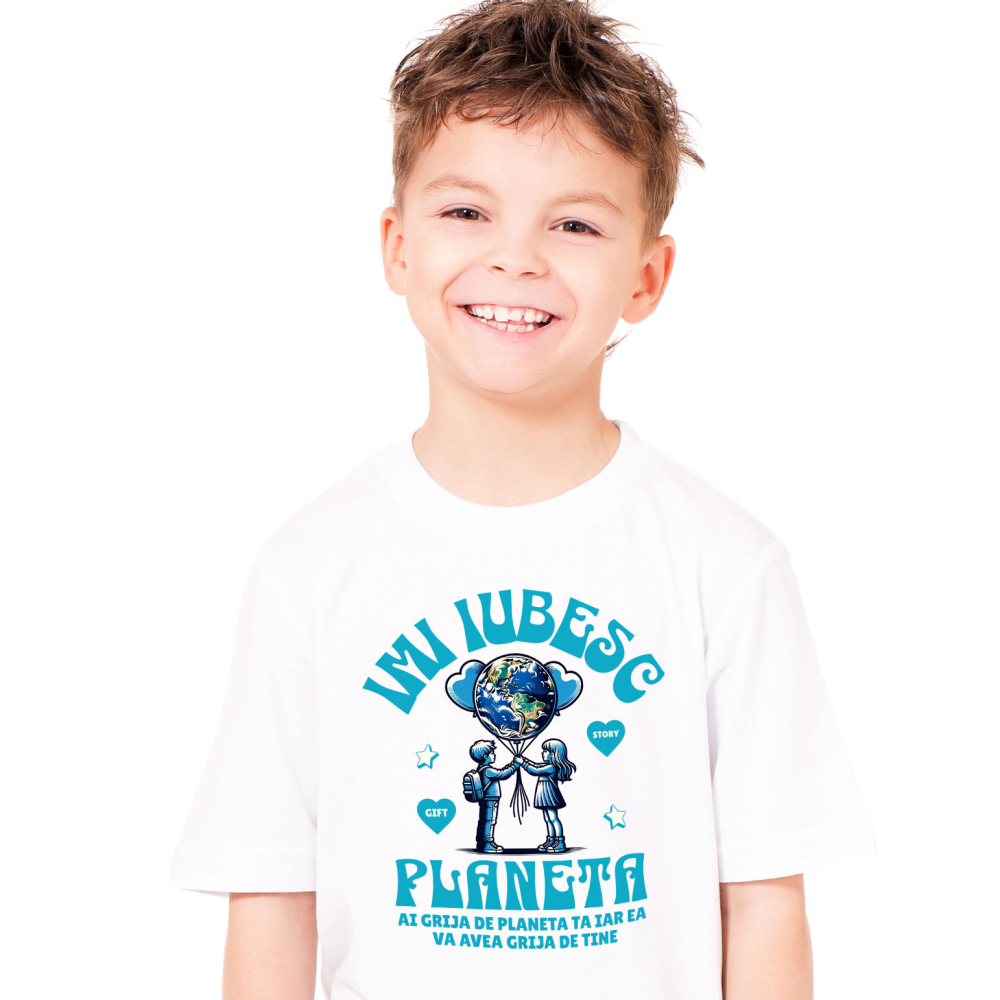 Tricou Femei, Barbati, Copii, Fata, Baiat, Unisex Personalizat "Produse personalizate ecologice – Iubește planeta, protejează mediul cu cadouri pentru familie" [2]